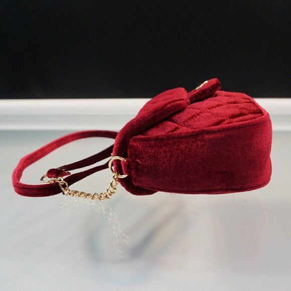 H And M Womens Quilted Shoulder Bag Mini Red Burgundy H&M - Picture 6 of 8